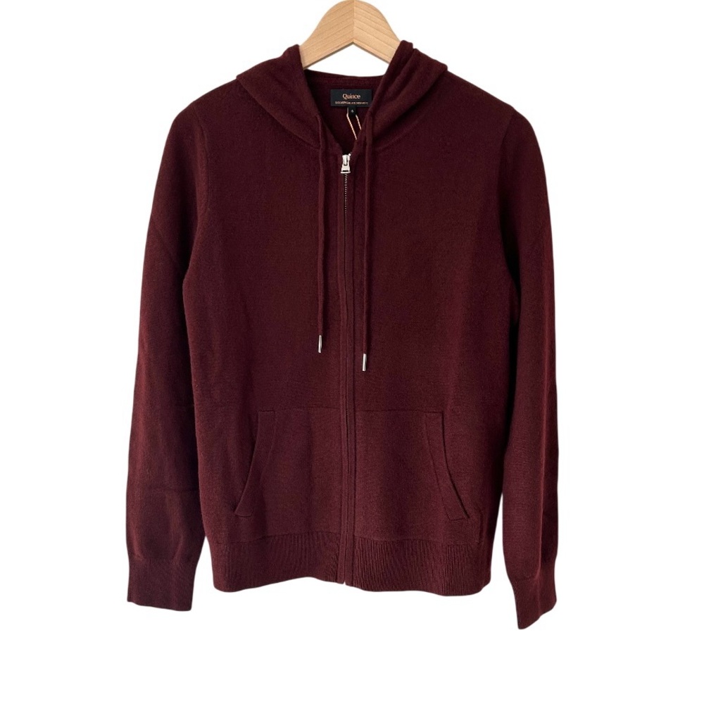 Quince Women’s Mongolian Cashmere Full Zip Hoodie S burgundy NWT